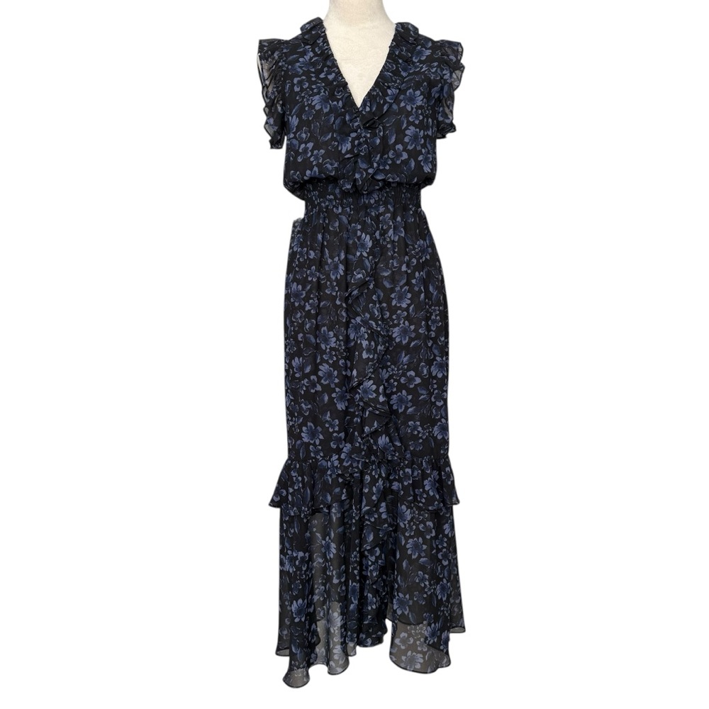 Misa Los Angeles Kidada Dress in Midnight Floral Maxi Chiffon - Picture 2 of 10